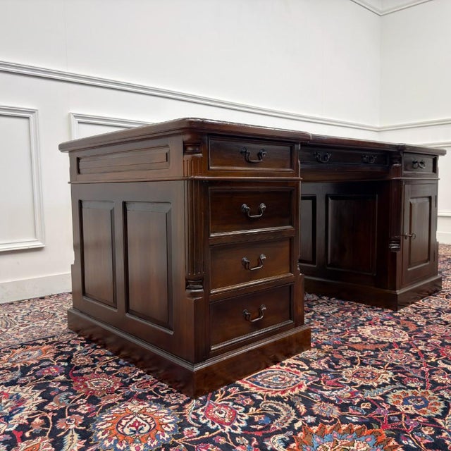 English Desk and Desk Chairs, Set of 3 For Sale - Image 4 of 18