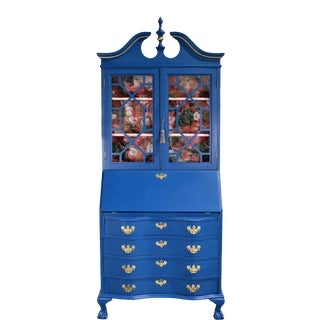 Vintage Mahogany Secretary Desk Hutch by Maddox Tables - Newly Painted For Sale