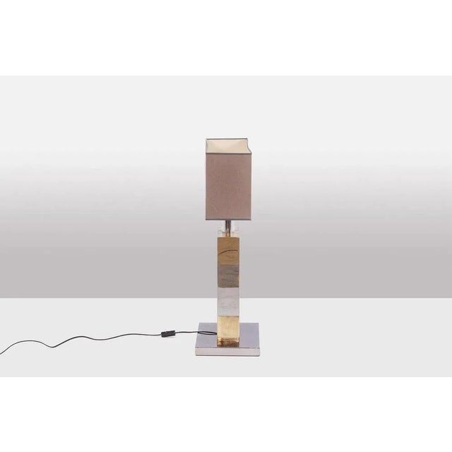 Geometric Table Lamp in Silver and Gold Metal, 1970s For Sale - Image 3 of 8