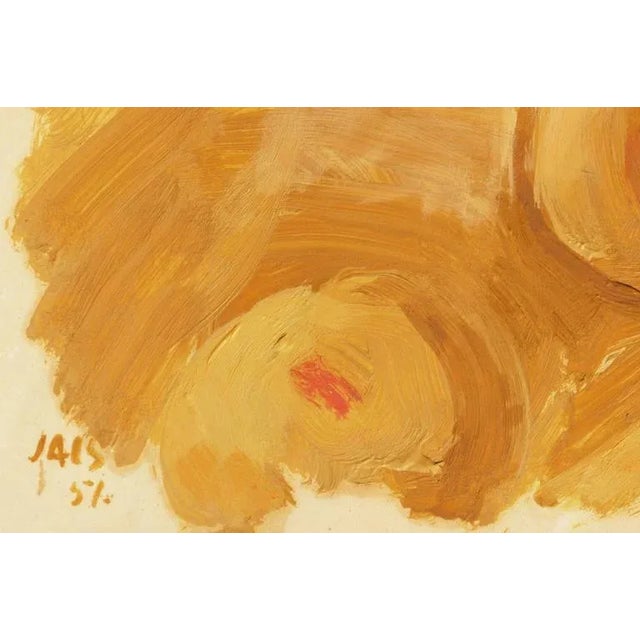 Signed lower left 'Jais' for Jais Nielsen (Danish, nd dated "51". A figural oil of a young woman sleeping, her head...