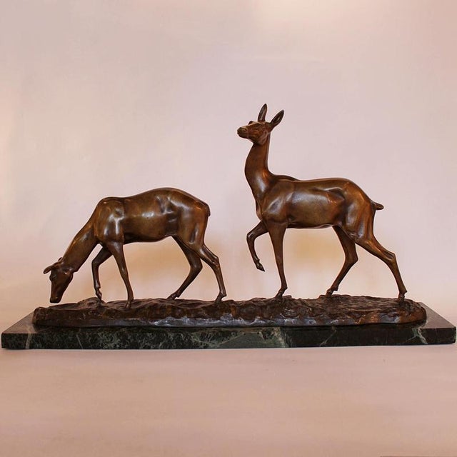 Metal Bronze Deer by Irenée Rochard, 1930s For Sale - Image 7 of 7