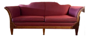 Antique Early 20th Century Hardwood Framed Burgundy Sofa