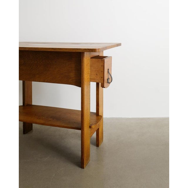 Early Swedish Mid-Century Modern Wooden Console Table with Drawers in Oak by Axel Lindegren, 1930s For Sale - Image 4 of 9