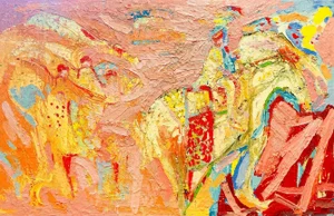 "Rajasthan Wedding Horse" Abstract Expressionist Oil Painting by Paul Wadsworth