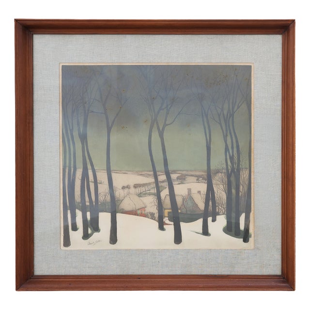 Valerius De Saedeleer, Snowy Flemish Village, 1920, Lithograph For Sale