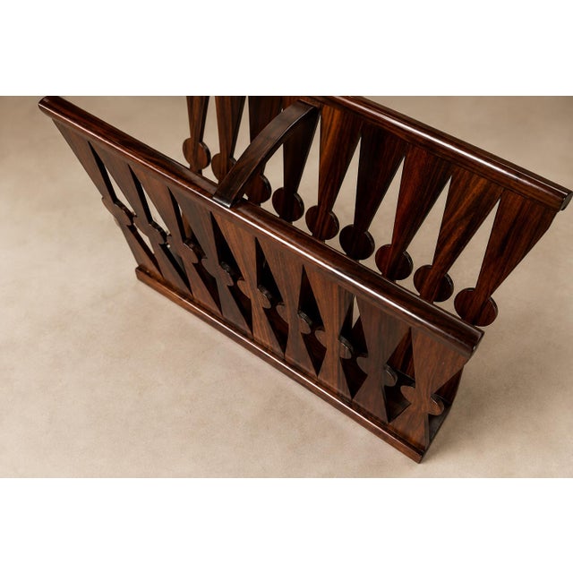 Brazilian Modern Sculptural Magazine Rack in Rosewood, Brazil, 1960s For Sale - Image 4 of 18