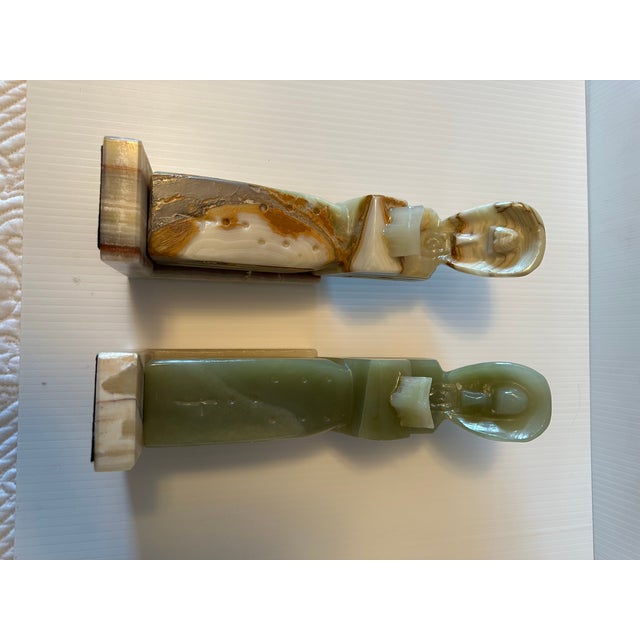 Vintage Solid Onyx Carved Book Ends For Sale In Washington DC - Image 6 of 8