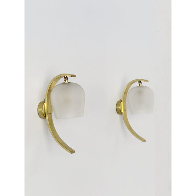 Glass and Brass Wall Lamps by Pietro Chiesa for Fontana Arte, Italy, 1940s, Set of 2 For Sale - Image 6 of 18