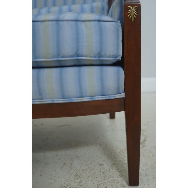 Baker French Empire Style Blue Upholstered Bergère Chair For Sale - Image 9 of 18