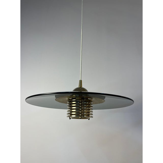 Pendant Lamp in Smoked Glass and Brass by Jan Eskil Eskilsson for Belid For Sale - Image 6 of 11