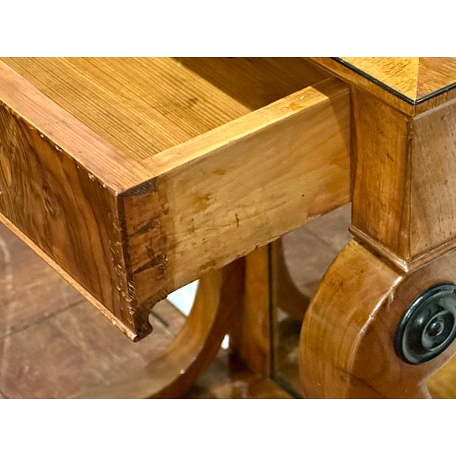 Antique Biedermeier Burl Walnut Console Table With Drawer, Early 19th Century For Sale - Image 6 of 12