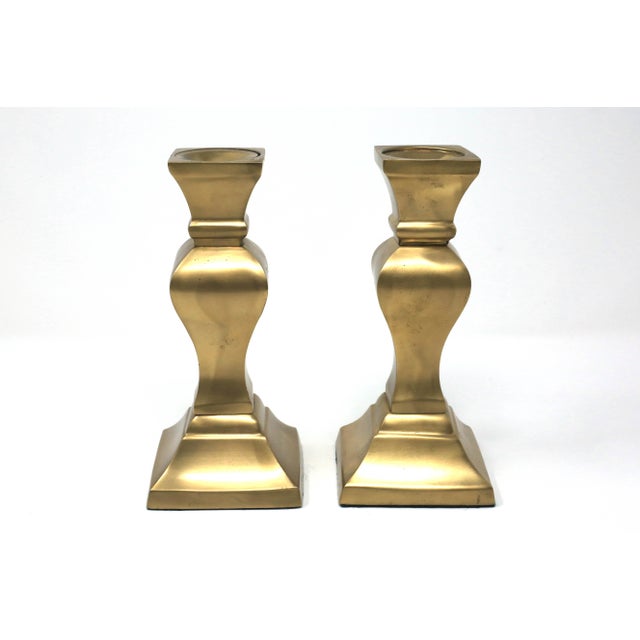 Vintage Square Base Tapered Solid Brass Candlesticks a Pair Chairish