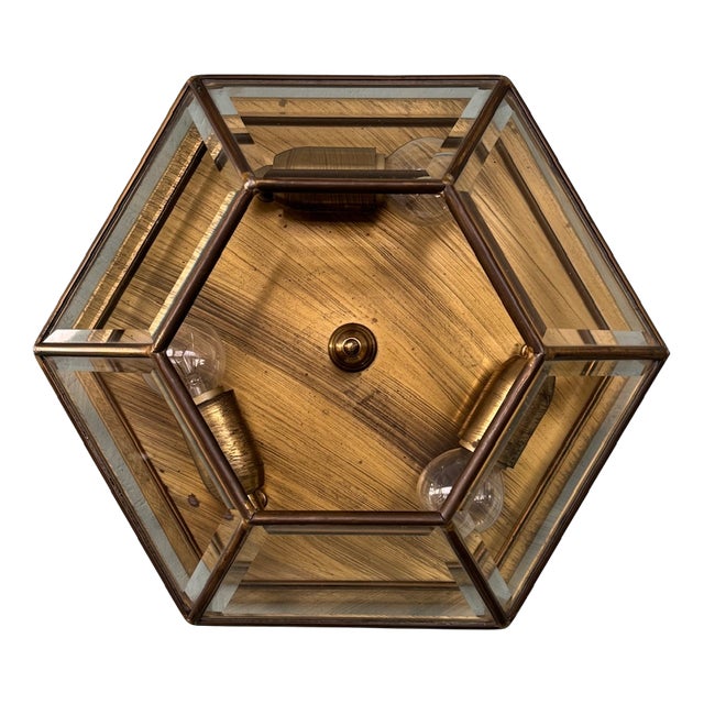 Vintage Italian Hexagonal Ceiling Lamp, 1950s For Sale