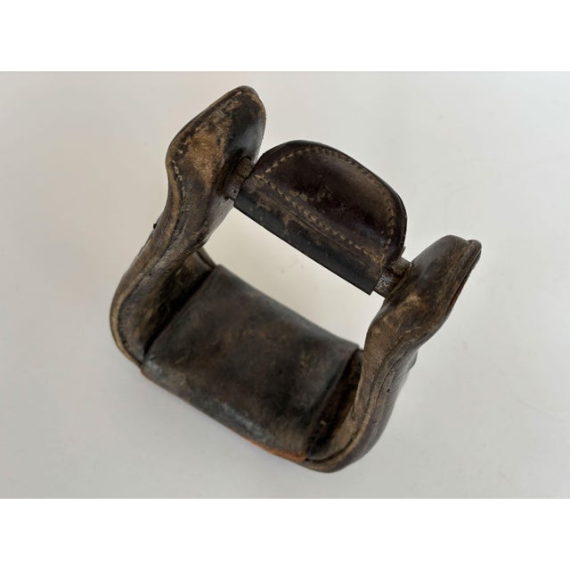 1940s Antique Western Leather Horse Saddle Stirrup, Single For Sale - Image 4 of 7