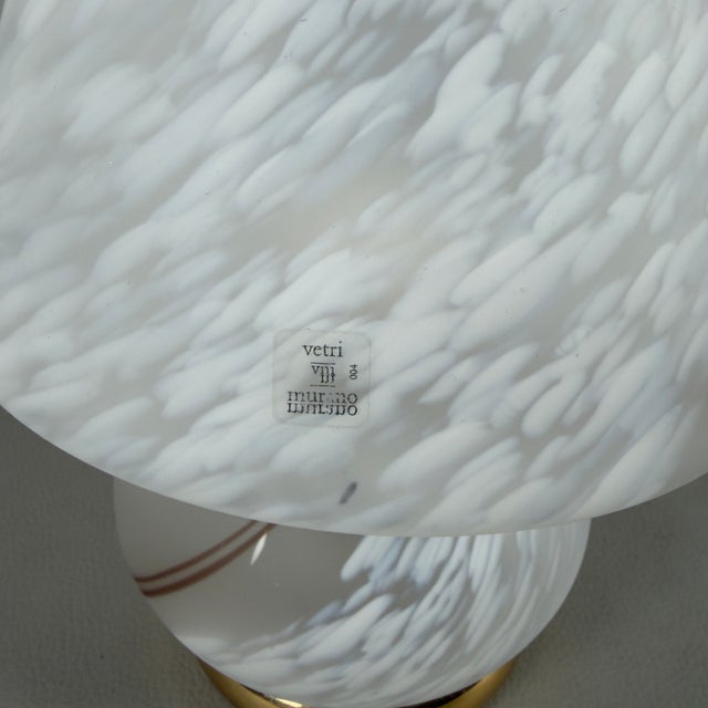 Brown Mushroom Table Lamp in Opaline Murano Glass and Brass, 1970s For Sale - Image 8 of 13