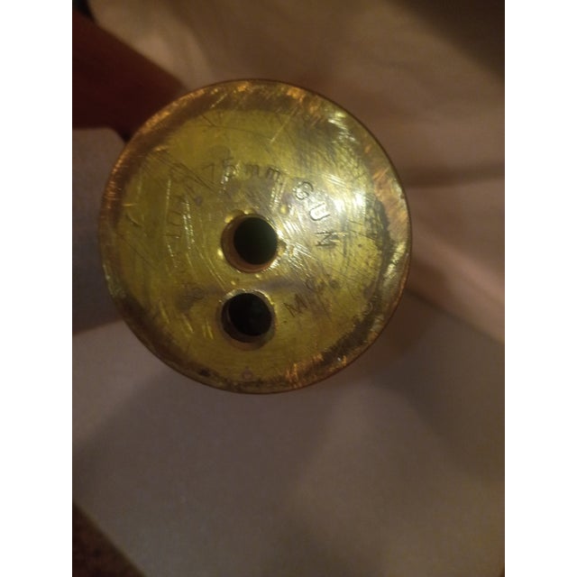 Shell Antique Wwi 1917 French 75mm Brass Trench Art Shell - Hand-Hammered Dragon Relief For Sale - Image 7 of 8