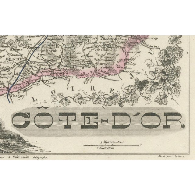 Map of Côte-Dor France with Dijon and Burgundy Wine Region, 1800s For Sale - Image 5 of 10