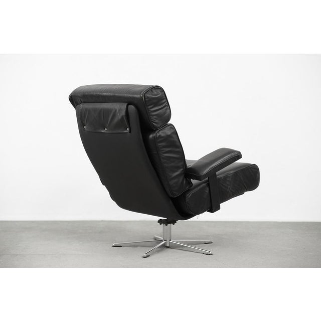 Mid-Century Modern Vintage German Swivel Leather Easy Chair, 1960s For Sale - Image 3 of 11
