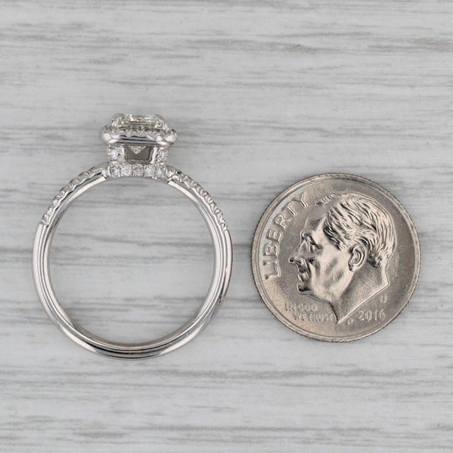 1.08ctw Diamond Halo Engagement Ring 14k White Gold Size 7 Gia For Sale In Greensboro - Image 6 of 8