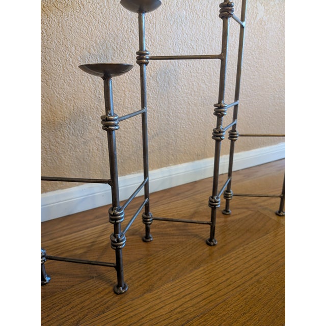 1960s Extendable Wrought Iron Brutalist Candelabra For Sale - Image 5 of 8