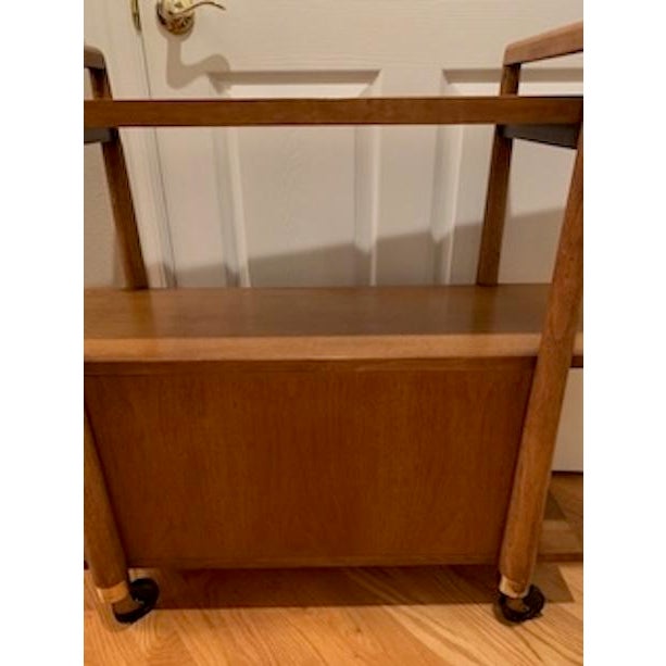 Drexel Mid Century Modern Drexel Biscayne Three-Tiered Rolling Bart Cart/Server Cabinet For Sale - Image 4 of 15