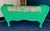 Mid 20th Century Vintage Henry Link Style Palm Beach Green Wicker Bench With Lilly Pulitzer Cushion For Sale - Image 5 of 7
