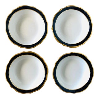 Vintage Jackson China Black & Gold Butter Dishes- Set of 4 For Sale