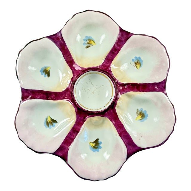 French Porcelain Six Well ‘Eyes’ Oyster Plate For Sale