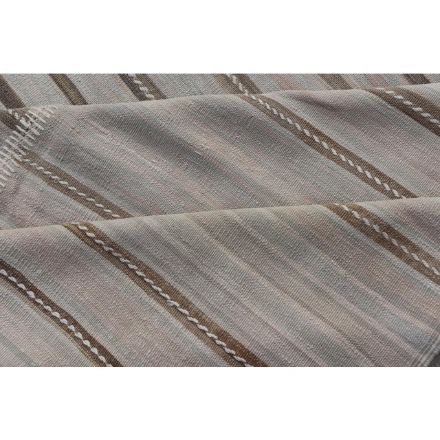 Vintage Turkish Kilim Rug With Subtle Striped Design in Taupe and Soft Gray For Sale - Image 13 of 13