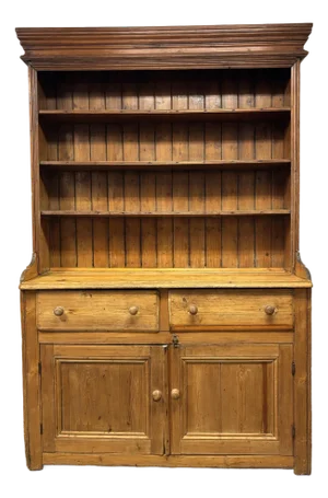 19th Century Irish Pine Dresser Hutch