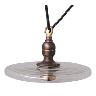 Mid-Century Pendant Light with Circular Clear Glass Shade For Sale