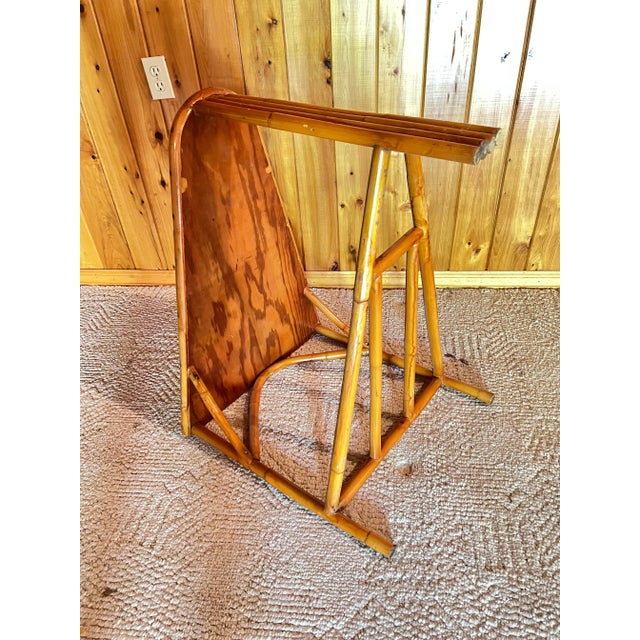 Mid Century Bamboo Triangle Wedge Table For Sale In West Palm - Image 6 of 7