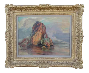Frederick William Becker "Jewels of the Sea" Oil Painting on Board, 1960
