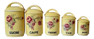 Bohemian French Spice Jars in Yellow Faience, Set of 5