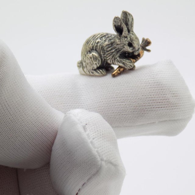Delightful vintage micro miniature depicting a rabbit with a carrot, handcrafted in Italy between the 1970s and 1980s in...