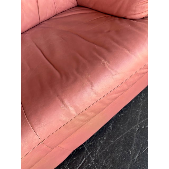 Postmod Pink Leather Loveseat W/ Otto For Sale - Image 15 of 18