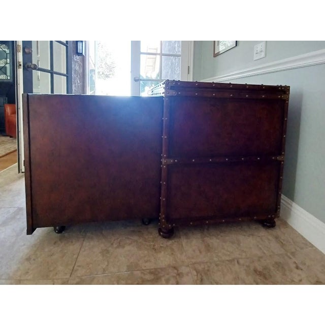 Maitland Smith Leather Steamer Trunk End Table / Nightstands a Pair