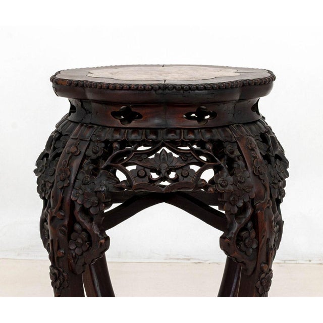 Late 19th Century Chinese Hardwood and Marble Pedestal Table For Sale - Image 5 of 8