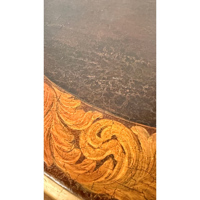 Wood Late 20th Century Italianate Renaissance Revival Craquelure & Gilt Round Pedestal Center Table For Sale - Image 7 of 10