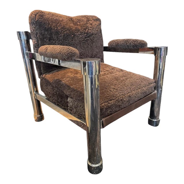 1970s Italian Chrome Leather Lounge Chairs For Sale