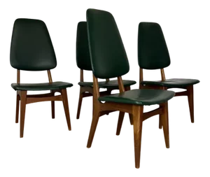 Mid-Century Modern Danish High Back Teak Dining Chairs by Bruk Sorheim, 1960s, Set of 4