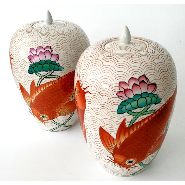 Ceramic Large Ginger Jar Pair For Sale - Image 7 of 11