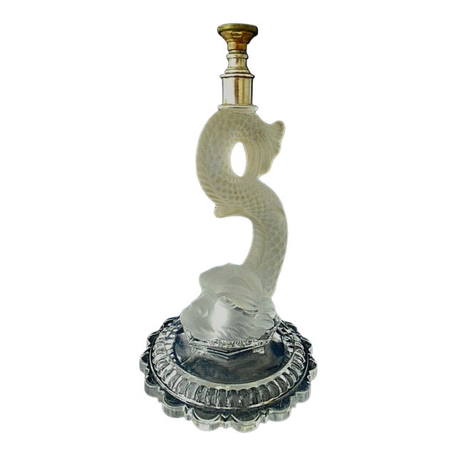1940's French Hollywood Regency Frosted Crystal Sea Creature Table Lamp, Signed by Baccarat For Sale