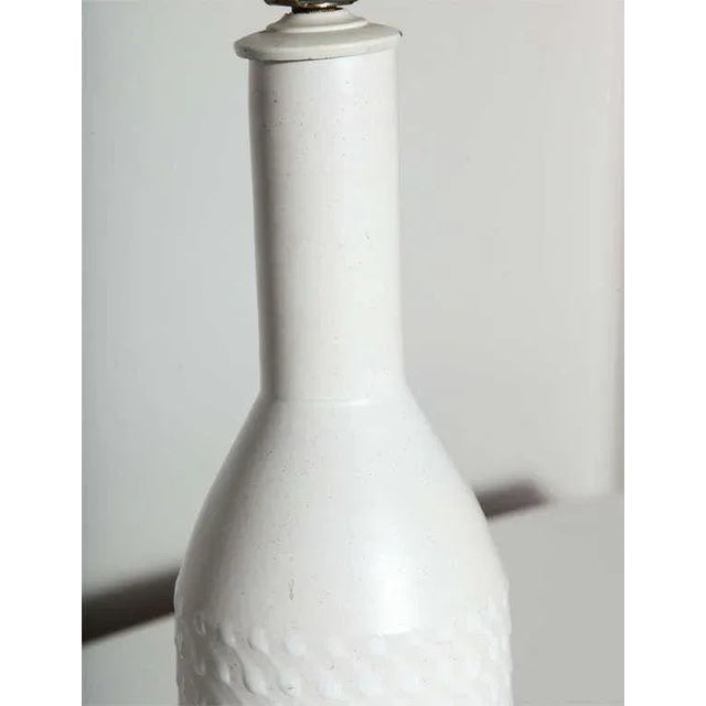 1960s Ak Kag Switzerland White Drip Dot Ceramic Table Lamps - a Pair For Sale - Image 4 of 9