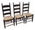Set of Three Antique Primitive Ladder-Back Chairs With Woven Herringbone Rush Seats and Finials For Sale