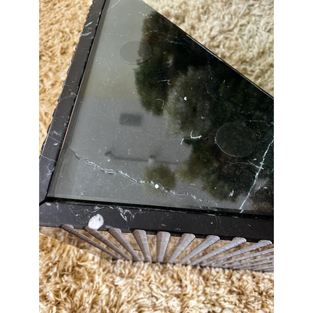Minimalist Custom Made Italian Fluted Marble and Glass Coffee Table For Sale In Tampa - Image 6 of 7