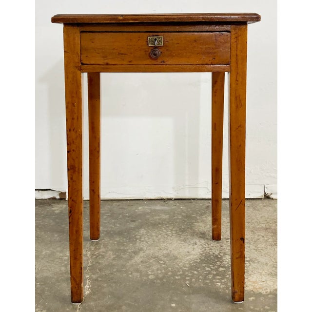 Farmhouse Antique Primitive Single Drawer Side Table For Sale - Image 3 of 8