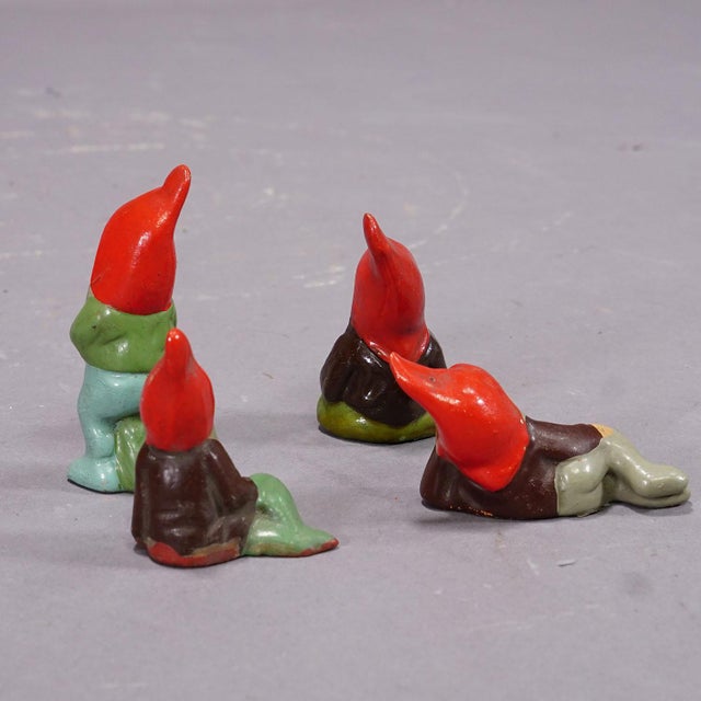 Figurative Lot of Four Tiny Terracotta Garden Gnomes, Germany Ca. 1950s For Sale - Image 3 of 7