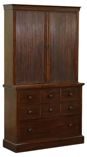 Victorian Tambour Door Cupboard on Chest of Drawers