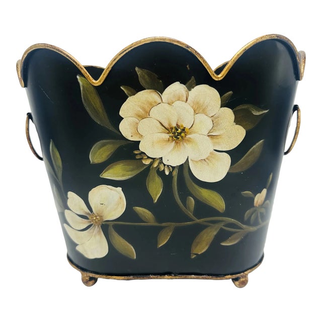 Vintage Tole Floral Container For Sale